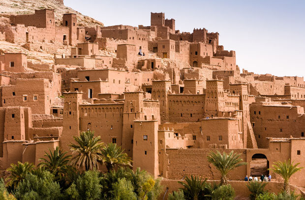 Aït Ben Haddou ksar at sunset, a UNESCO World Heritage site on the Marrakech-Merzouga route