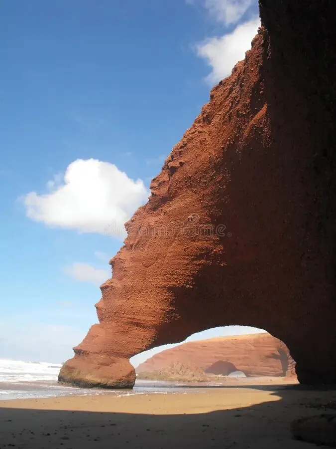 Natural stone arches on Legzira beach, Morocco